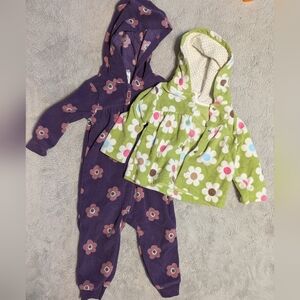 Girls Floral Fleece Hooded Sweater and Onesie Set 🌸 12 Months